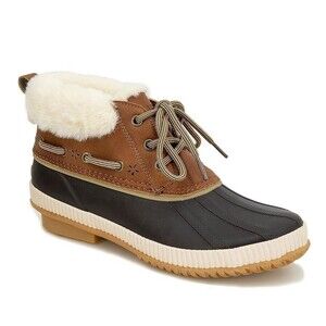 JBU Womens 8.5 M Brown Maria Waterproof Faux Fur Lined Ankle Boots DISPLAY HC8